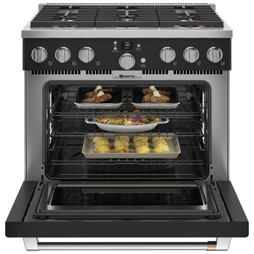 Café 36" 5.7 Cu. Ft. True Convection Freestanding Duel Fuel Air Fry Range - Black