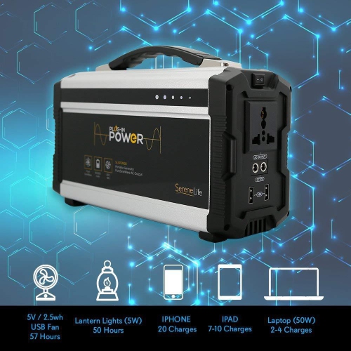 SereneLife Compact & Portable Power Generator, Rechargeable Battery, 60,000mAh