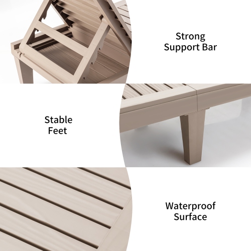 Costway 2 PCS Patio Lounge Chair Chaise Recliner Weather Resistant Adjust