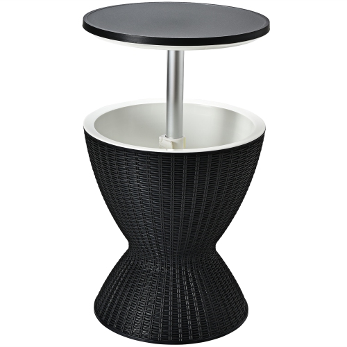 Costway 8 Gallon 3 in 1 Patio Rattan Cooler Bar Table Adjust Ice Bucket