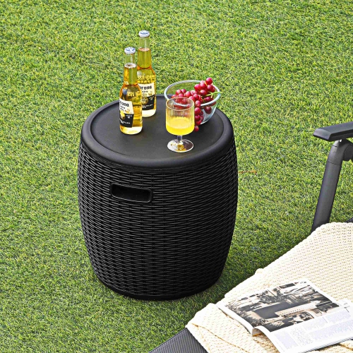 Costway 9.5 Gallon 4-in-1 Patio Rattan Cool Bar Cocktail Table Side Table