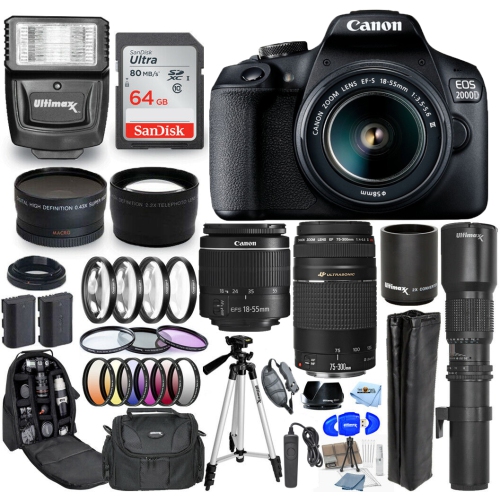 Canon EOS 2000D with EF-S 18-55mm III Lens Bundle 9 - US Version w/ Seller Warranty