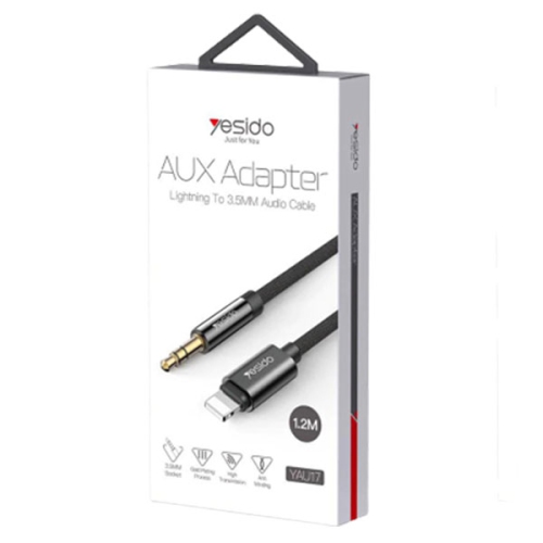 YESIDO AUX ADAPTER LIGHTNING TO 3.5MM AUDIO CABLE - Compatible with Iph 7/7plus/8/8plus/X/XR/XS/XSmax/11,12 & 13 Series Models