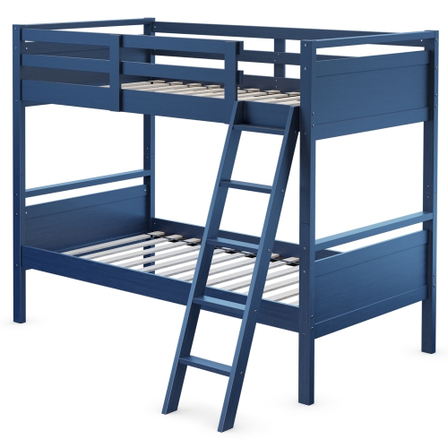 COSTWAY  Twin Over Twin Bunk Bed Convertible 2 Individual Beds Wooden