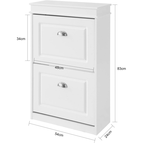 SoBuy FSR78-W,2 Drawers Shoe Cabinet Shoe Rack Shoe Storage Cupboard Organizer Unit