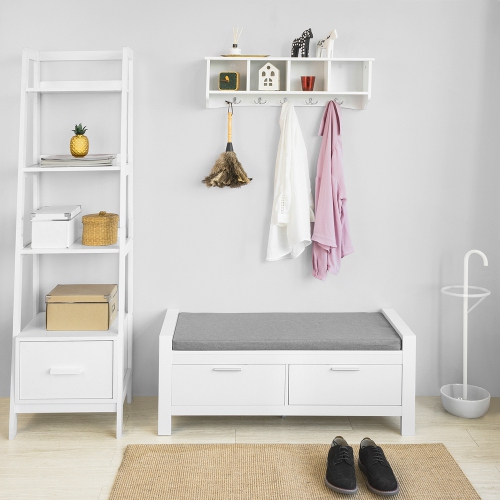 Banc de Rangement à Chaussures avec Coussin Rembourré Commode à Chaussures Meuble à Chaussures Meuble d'entrée Coffre Rangement,SoBuy FSR74-W