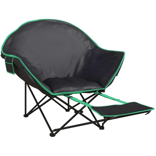 Chaise de camping pliable Outsunny, soucoupe rembourrée Moon avec sac de transport, poche de rangement pour l'extérieur, plage, pique-nique, randonné