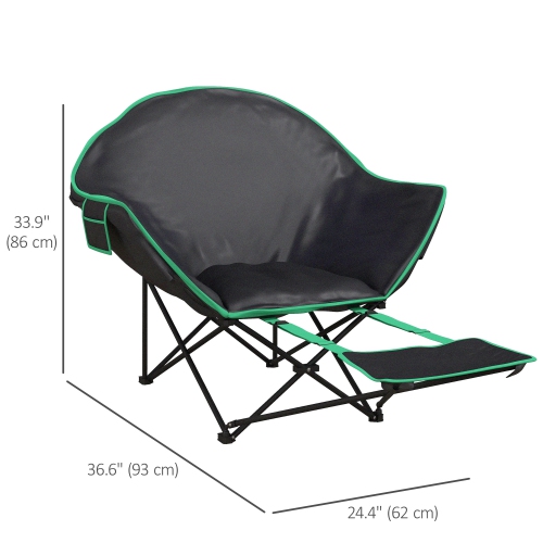 Outsunny Foldable Camping Chair Padded Moon Saucer Chair with Carry Bag, Storage Pocket for Outdoor, Beach, Picnic, Hiking, Fishing, Travel