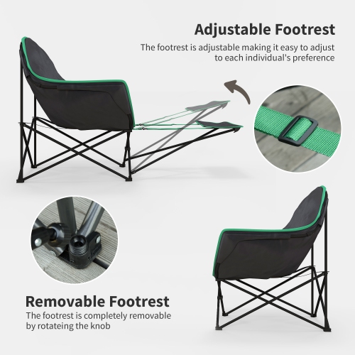 Outsunny Foldable Camping Chair Padded Moon Saucer Chair with Carry Bag, Storage Pocket for Outdoor, Beach, Picnic, Hiking, Fishing, Travel