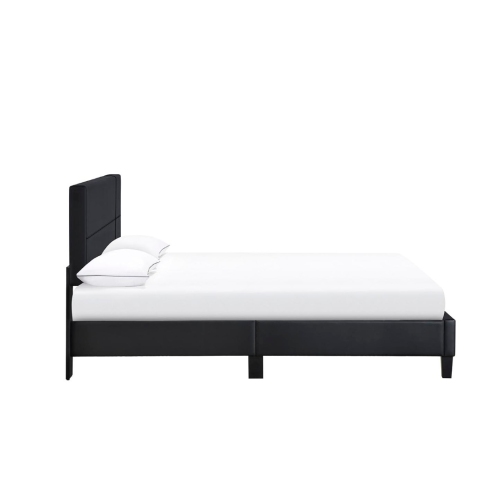 Aerys Double Sized Upholstered Platform Bed, Faux Leather, Black