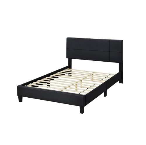 Aerys Double Sized Upholstered Platform Bed, Faux Leather, Black