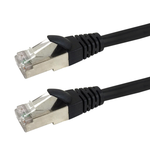 HYFAY Ethernet CAT6 Patch Cable 7 FT STP Stranded Shielded 26AWG Molded Networking/Internet Cable, 550MHZ CMR, Black