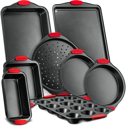 Nutrichef 8-Piece Carbon Steel Nonstick Bakeware Baking Tray Set