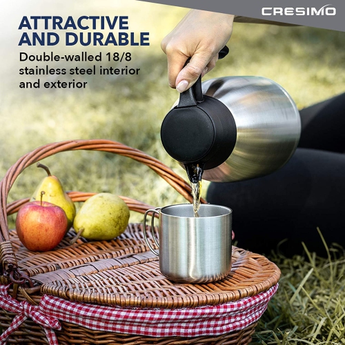 Cresimo 2 Litre Stainless Steel Thermal Coffee Carafe Double Walled Vacuum Flask