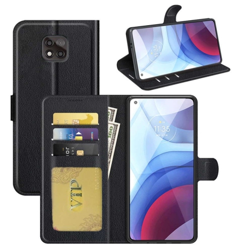 [CS] Motorola Moto G Power 2021 Case, Magnetic Leather Folio Wallet Flip Case Cover with Card Slot, Black