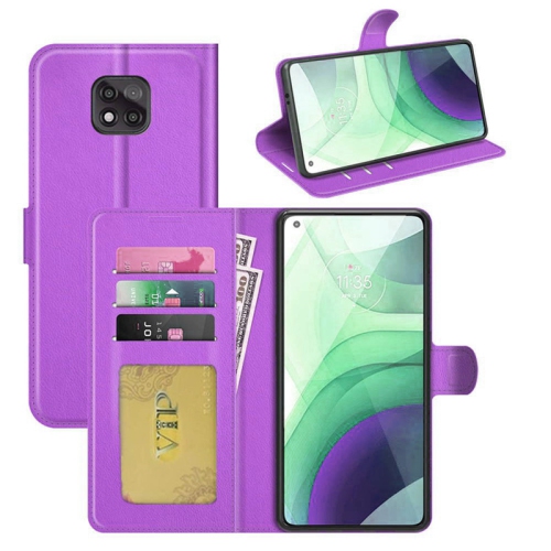 [CS] Motorola Moto G Power 2021 Case, Magnetic Leather Folio Wallet Flip Case Cover with Card Slot, Purple