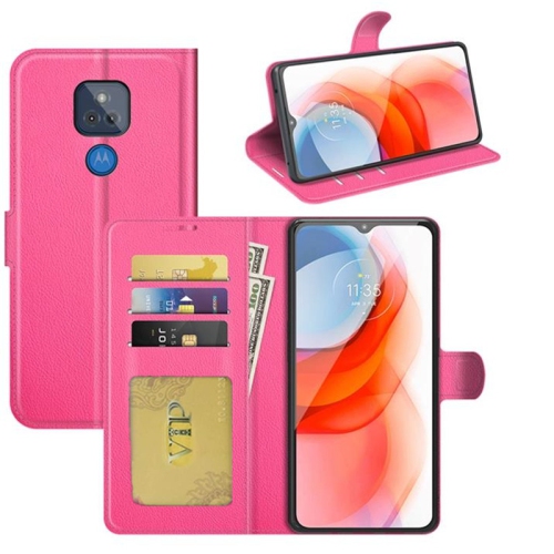 [CS] Motorola Moto G Play 2021 Case, Magnetic Leather Folio Wallet Flip Case Cover with Card Slot, Hot Pink