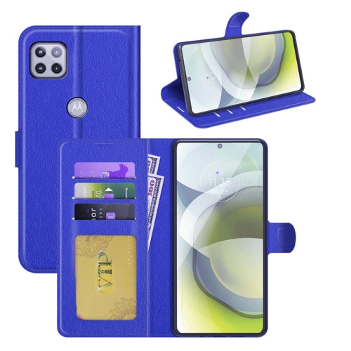 [CS] Motorola Moto One 5G Ace Case, Magnetic Leather Folio Wallet Flip Case Cover with Card Slot, Navy