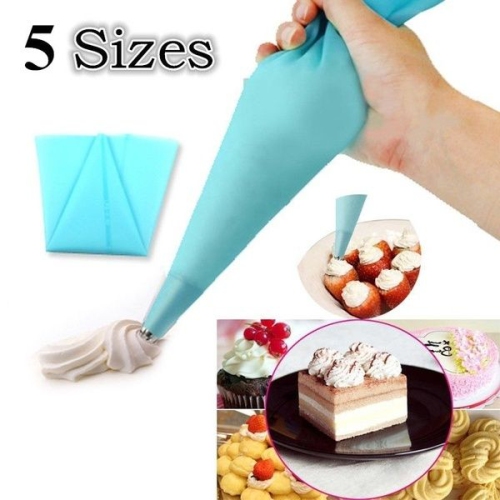 ISTAR Piping Bag Food Grade Silicone Pastry Bags 5 Sizes For Cake / Professional Cupcake Decorating Piping Baking Icing Bags Blue Kitchen Tool Set