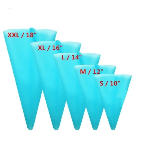 ISTAR Piping Bag Food Grade Silicone Pastry Bags 5 Sizes For Cake / Professional Cupcake Decorating Piping Baking Icing Bags Blue Kitchen Tool Set