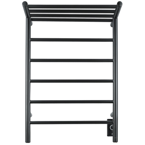 Ancona Miazzo 5-Bar Electric Wall Mount Plug-In and Hardwire Towel Warmer with Shelf in Matte Black
