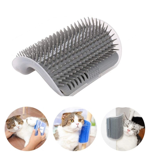 ISTAR Cat Self Groomer with Catnip, Cat Corner Massage Brush Grooming Comb Toy Tool for Cats with Long & Short Fur