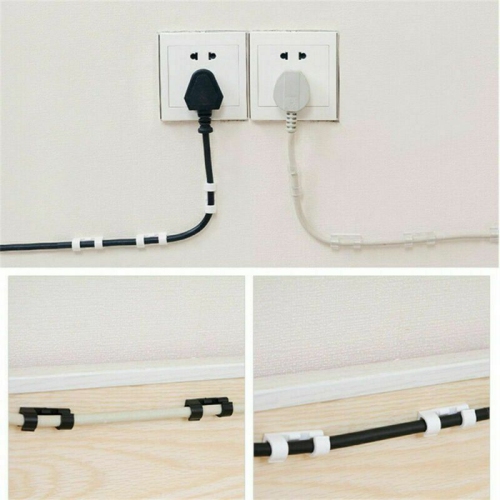 ISTAR 100 Pcs Self-Adhesive Cable Clips Organizer Drop Wire Holder Cord Management System