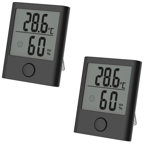 BALDR B0134TH Mini Hygrometer Accurate Indoor Thermometer - BLACK - 2 PACKS
