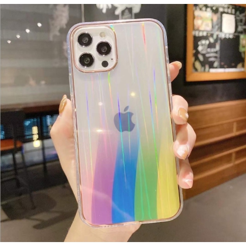 CC  Topsave Glitter Phone Case for Iphone 12 Pro Max (6.7") 3D Rainbow Gradient Plating Edge Soft Clear Back Cover, 05