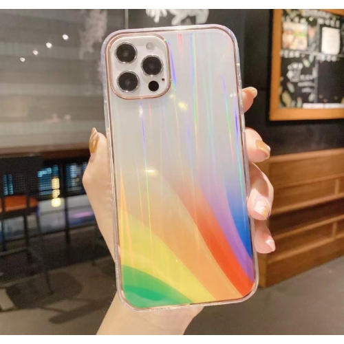 CC  Topsave Glitter Phone Case for Iphone 11 (6.1") 3D Rainbow Gradient Plating Edge Soft Clear Back Cover, 01