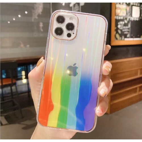 CC  Topsave Glitter Phone Case for Iphone 11 (6.1") 3D Rainbow Gradient Plating Edge Soft Clear Back Cover, 04
