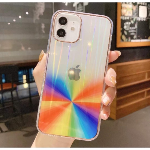 TopSave Glitter Phone Case For iPhone 11 3D Rainbow Gradient Plating Edge Soft Clear Back Cover,03