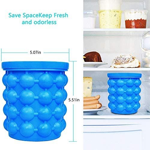 Magic ICE Cube Maker - Silicone Squeeze Ice Cuber Maker Cup - 2 In 1 - Space Saving , Portable Freezer Ice Bucket & Beverage Cooler - Hold Up To 120