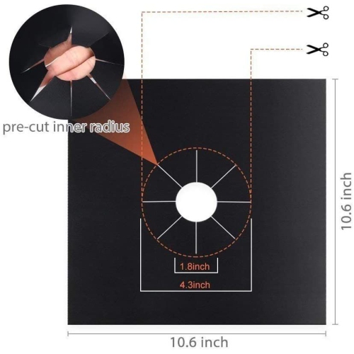 ISTAR Stove Burner Covers, Gas Stove Protectors Black Double Thickness, Reusable, Non-Stick, Fast Clean Liners for Kitchen/Cooking. 27 x 27cm