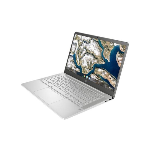 Chromebook de HP avec processeur Celeron N4000 de 4 GHz d’Intel, mémoire de 1.10 Go, disque SSD eMMC de 64 Go, système d’exploitation Chrome de 14.0