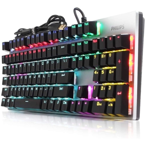 Philips Wired Mechanical RGB Gaming Keyboard | 16 Ambiglow Chroma FX & Customizable Key Light Maps | Anti-Ghosting, N-Key Rollover | Quick-Trigger, S