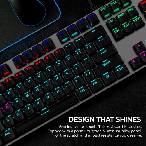 Philips Wired Mechanical RGB Gaming Keyboard | 16 Ambiglow Chroma FX & Customizable Key Light Maps | Anti-Ghosting, N-Key Rollover | Quick-Trigger,