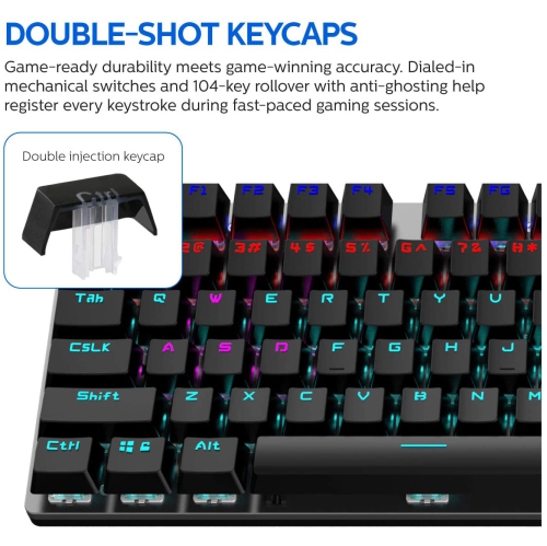 Philips Wired Mechanical RGB Gaming Keyboard | 16 Ambiglow Chroma FX & Customizable Key Light Maps | Anti-Ghosting, N-Key Rollover | Quick-Trigger,