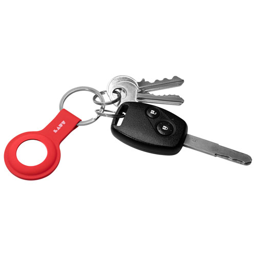 Étui à étiquette Huex de LAUT avec porte-clés pour AirTag - Cramoisi