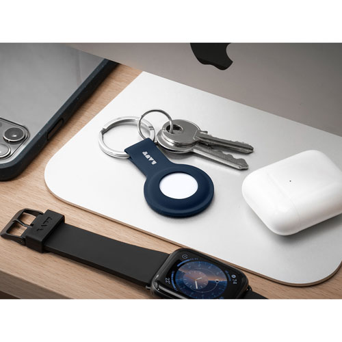 Étui à étiquette Huex de LAUT avec porte-clés pour AirTag - Bleu marine