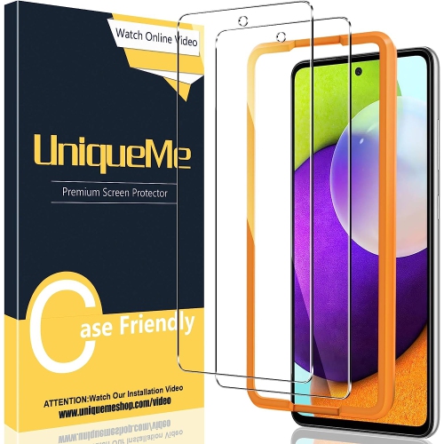 [2 Pack] Tempered Glass Screen Protector Compatible for Samsung Galaxy A52/A52s 4G/5G, [Easy Installation Frame] [Bubble Free][Case Friendly] 9H Hard