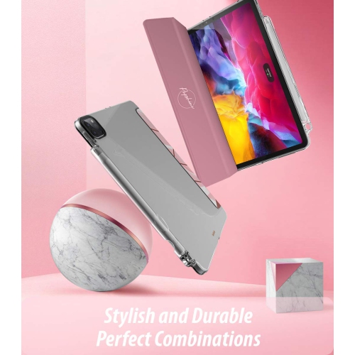 Popshine Marble Lite Series Designed for Apple iPad Pro 11 2021 & 2020 & 2018 Case, Smart Cover with Pencil Holder, Flexible