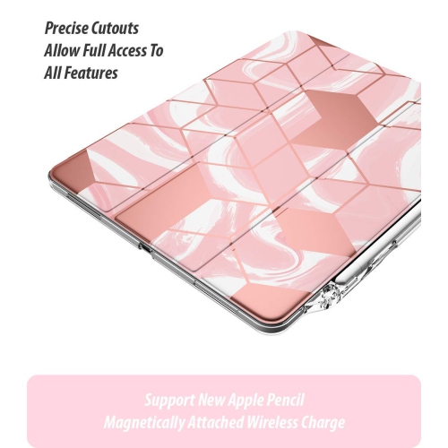 Popshine Marble Lite Series Designed for Apple iPad Pro 11 2021 & 2020 & 2018 Case, Smart Cover with Pencil Holder, Flexible