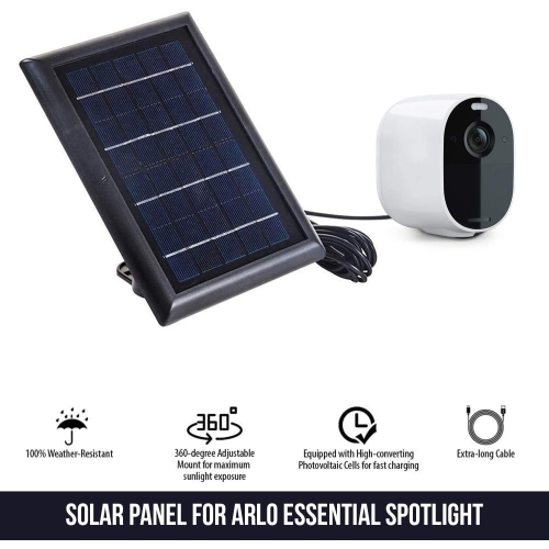 Wasserstein Solar Panel with 13ft Cable for Arlo Essential Spotlight/XL Spotlight Camera Only - Power Your Arlo Camera Continuously