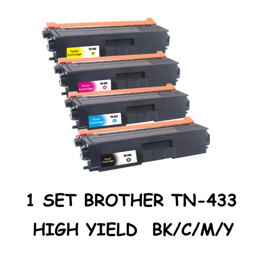 Bestoner™ 1 Set Brother TN433/TN-433/tn433/tn-431/tn431/TN431/TN-431 High Yield BK/C/M/Y Compatible Toner Cartridge HL-L8260CDW HL-L8360CDW