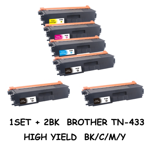 Bestoner™ 6 PK Brother TN433/TN-433/tn433/tn-431/tn431/TN431/TN-431 High Yield BK/C/M/Y Compatible Toner Cartridge HL-L8260CDW HL-L8360CDW