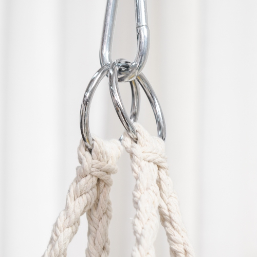 Chaise-hamac suspendue Outsunny, balancelle en corde de coton avec coussin et cadre en métal, grand siège à macrame pour terrasse, jardin, chambre à