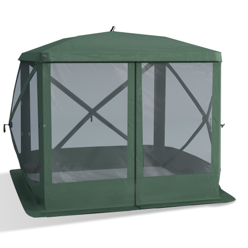 OUTSUNNY  Pop-Up Screen House Gazebo Camping Outdoor Instant Setup Tent Fits 3-4 People 210D Material W/ Carry Bag & Ground Stakes In Green