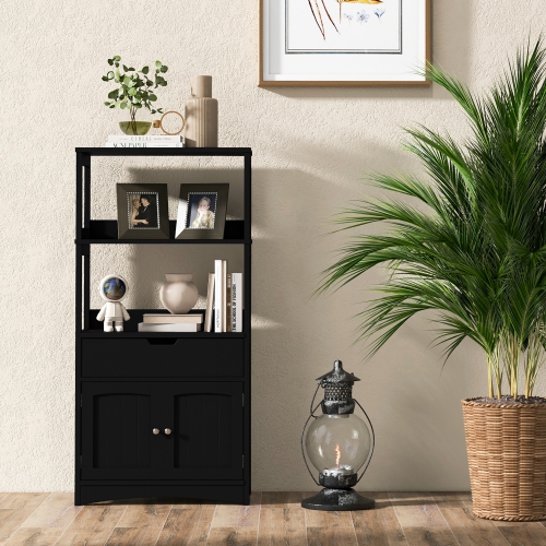 Gymax Bathroom Storage Cabinet w/Drawer Shelf Cupboard Floor Cabinet