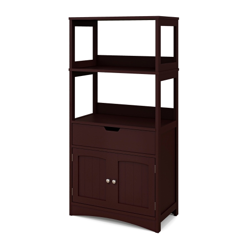 Gymax Bathroom Storage Cabinet w/Drawer Shelf Cupboard Floor Cabinet